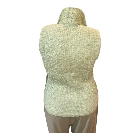 Jerry T Size XL Green Stretchy Crinkly Sparkly Zip 2-Pocket Women's Vest - Picture 3 of 9
